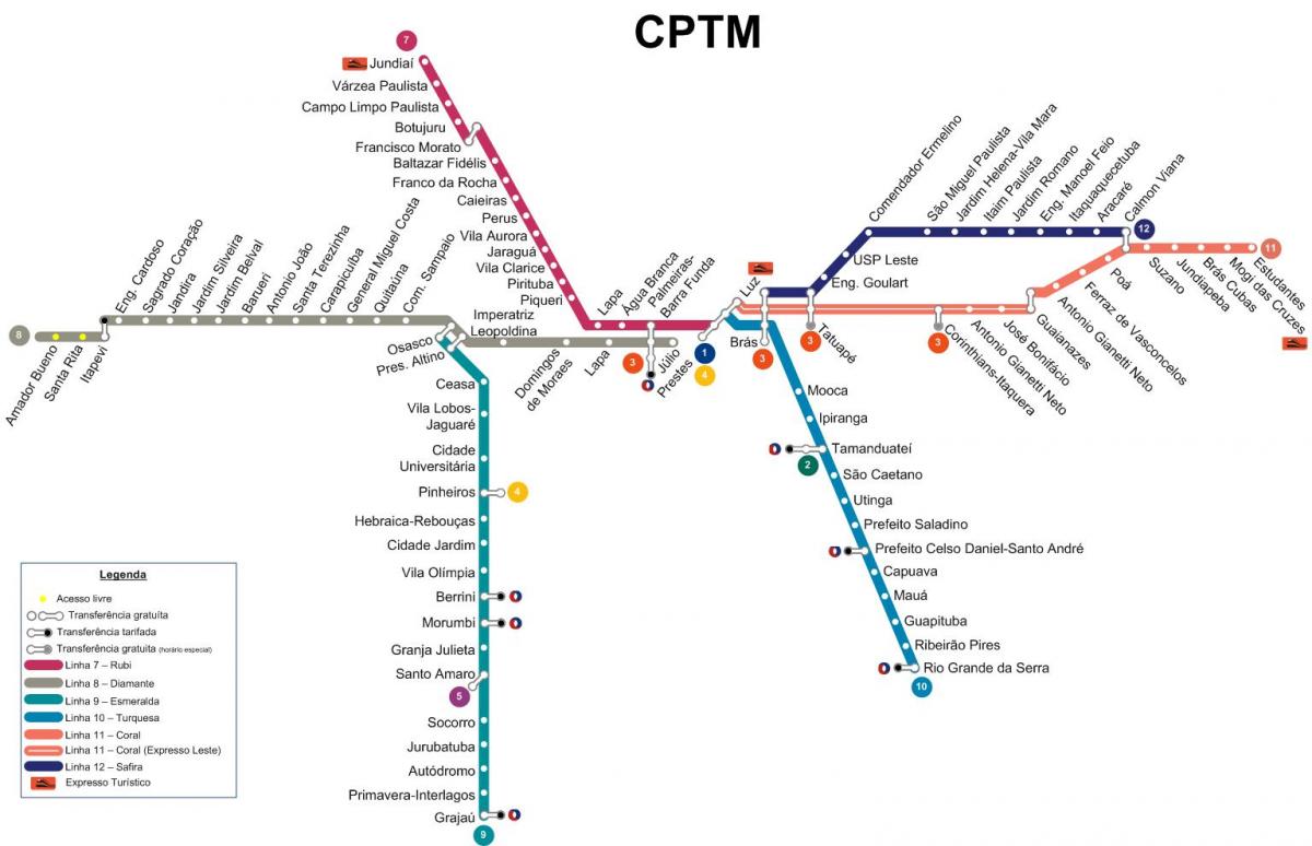 Карта Сан-Паўлу CPTM