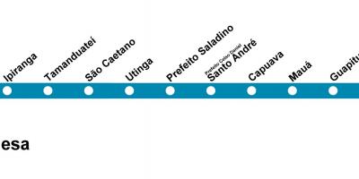 Карта Сан-Паўлу CPTM - лінія 10 - бірузовы