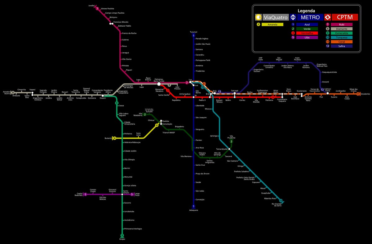 Карта метро Сан-Паўлу CPTM