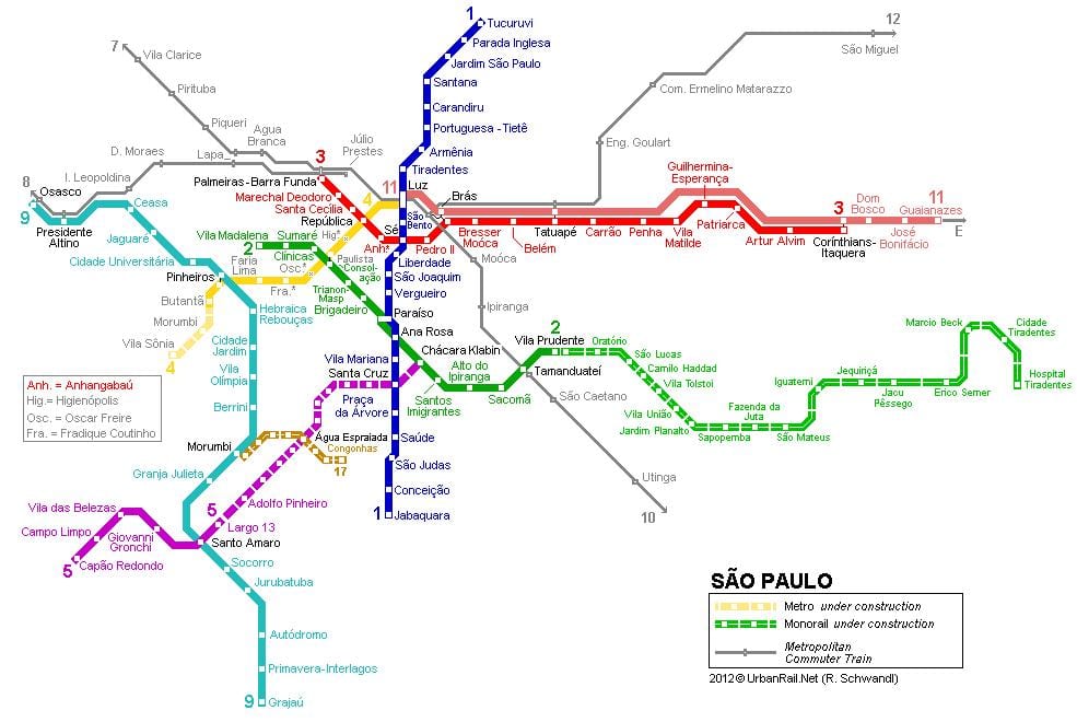 Карта Сан-Паўлу манарэйкі
