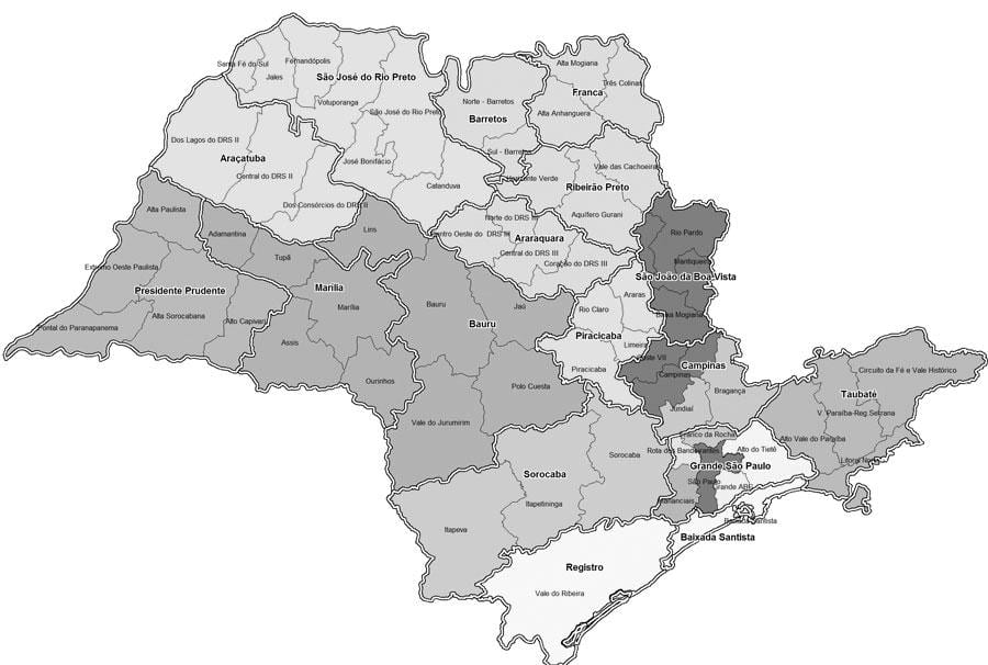 Карта Сан-Паўлу чорны і белы