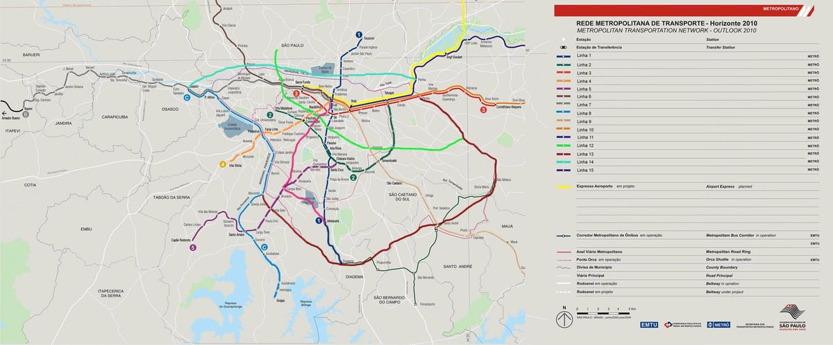 Карта транспартнай сеткі Сан-Паўлу