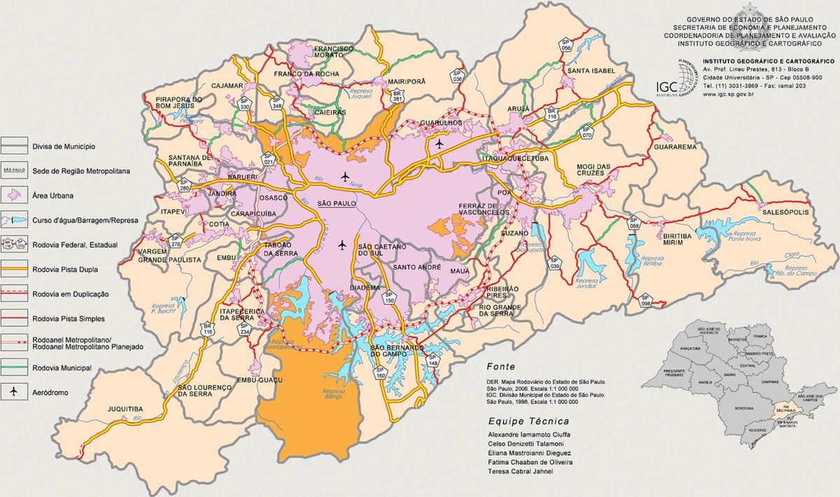 Карта фотаздымак вялікага Сан-Паўлу