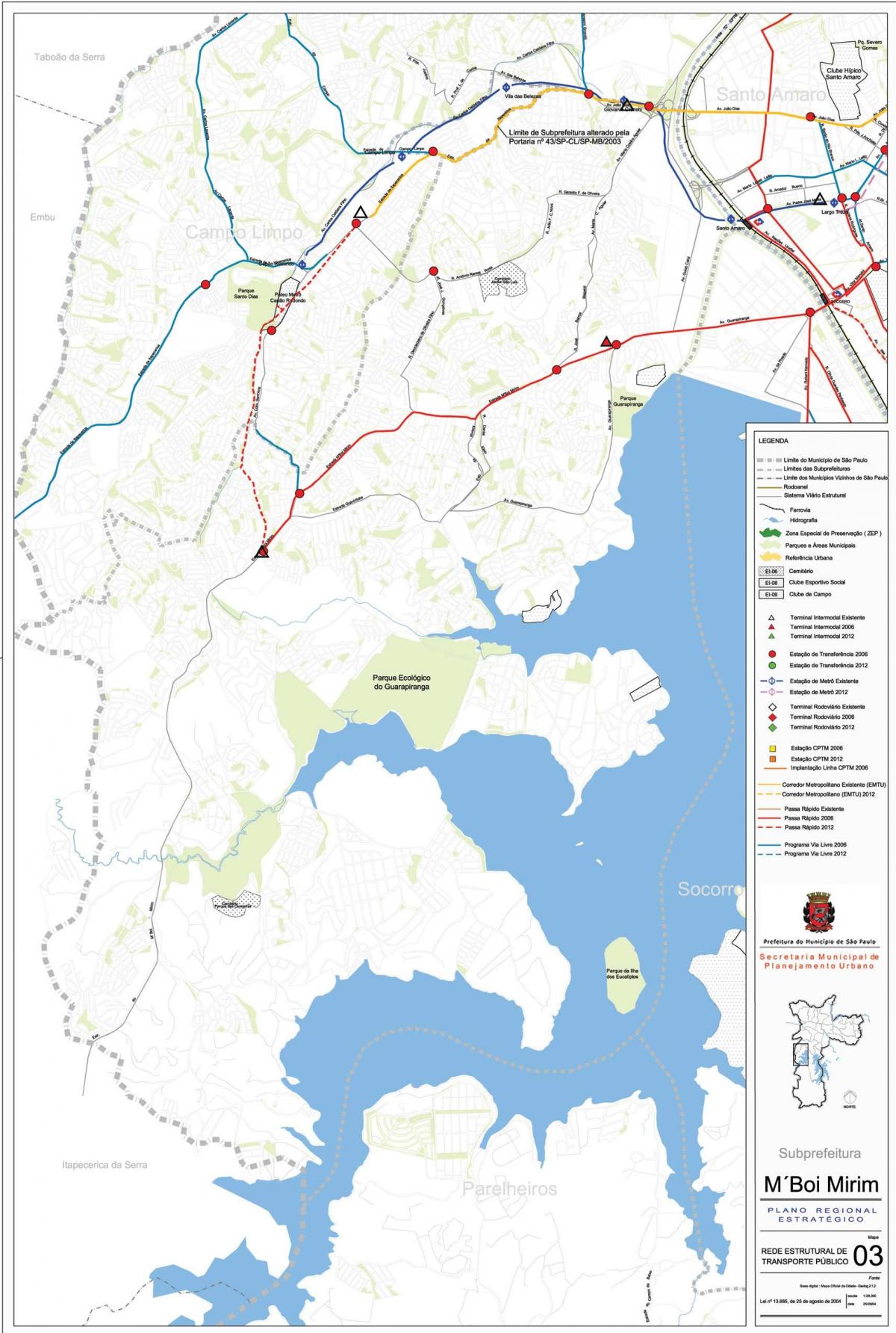 Карта М'баі Мирине Сан - Паўлу - грамадскі транспарт