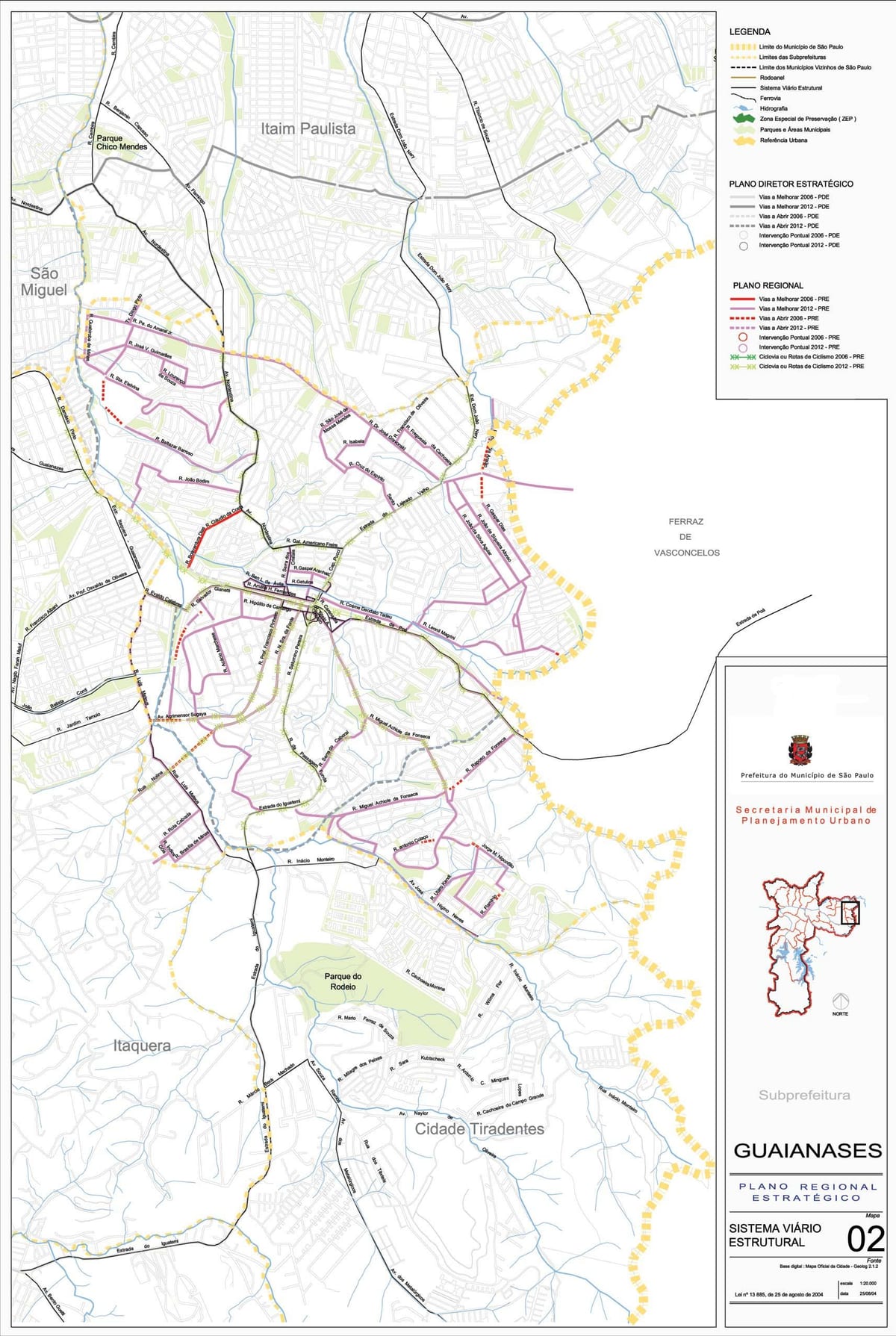 Карта Guaianases Сан - Паўлу - дарог