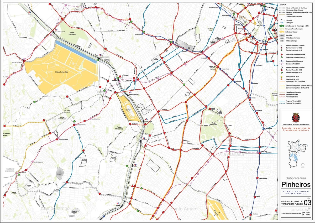 Карта pinheiros ў Сан - Паўлу - грамадскі транспарт