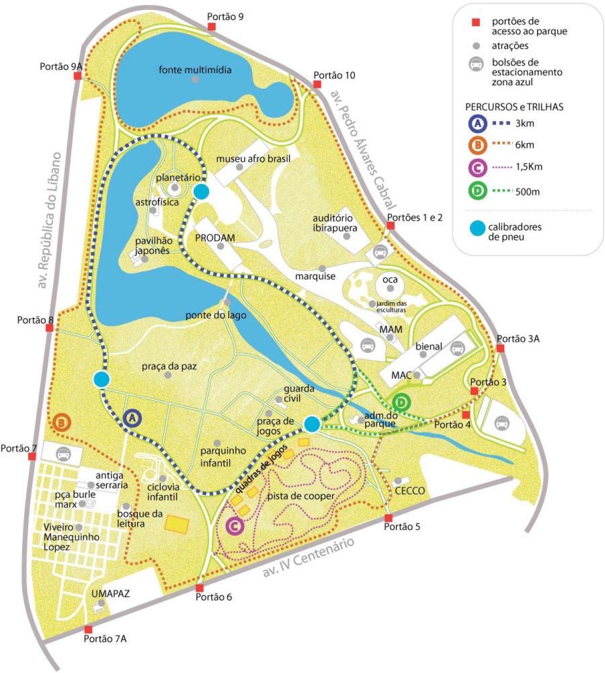 Карта парку Ібірапуэра