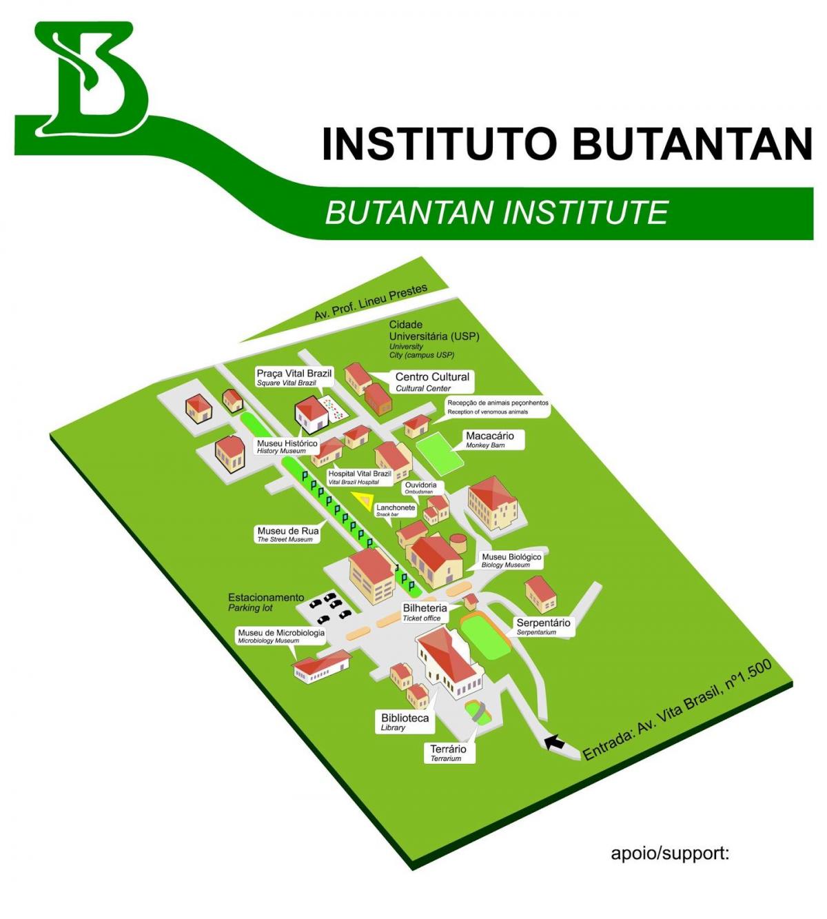 Карта інстытута Butantan