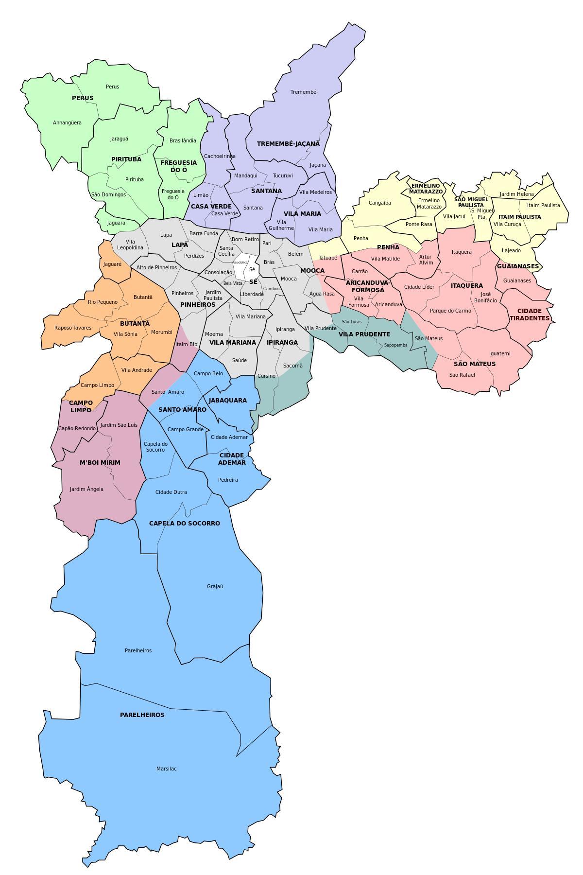 Карта адміністрацыйная зона Сан-Паўлу