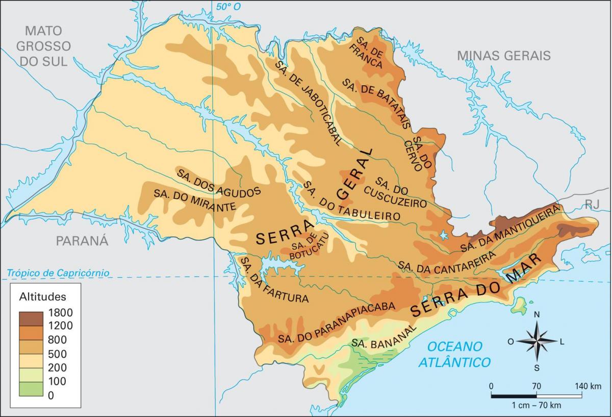 Карта вышынь Сан-Паўлу