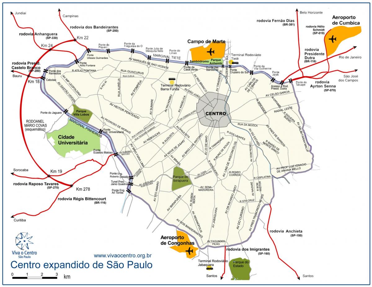 Карта вялікага Сан-Паўлу цэнтр