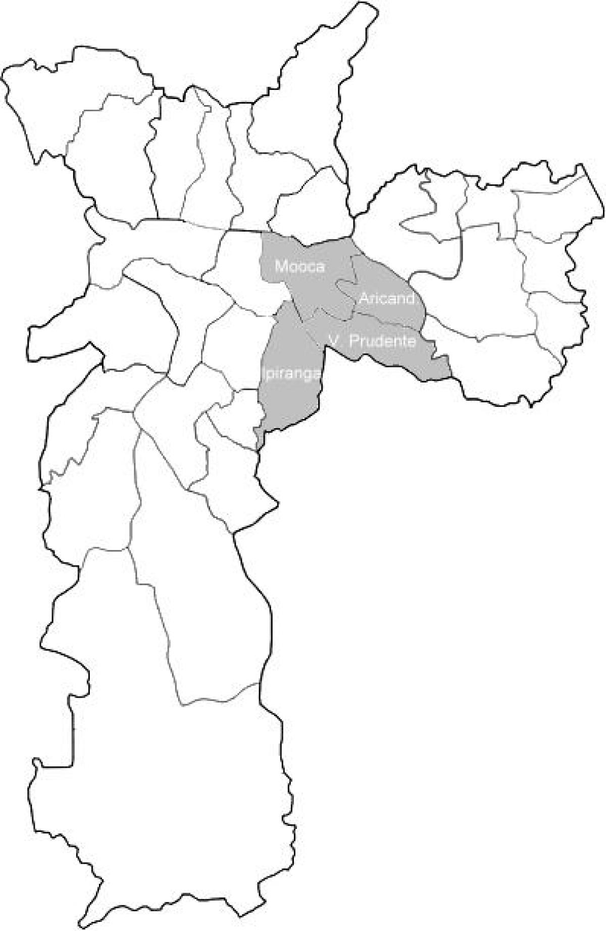 Карта Сан-Паўлу Sudeste зоны