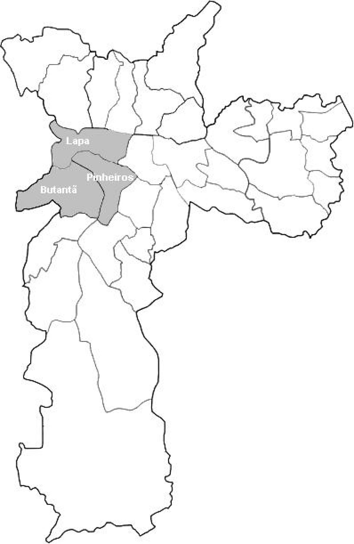 Карта Сан-Паўлу зоны Оэсте