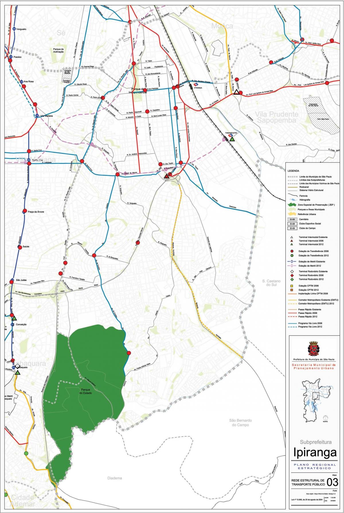 Карта Ипиранга-Сан-Паўлу - грамадскі транспарт