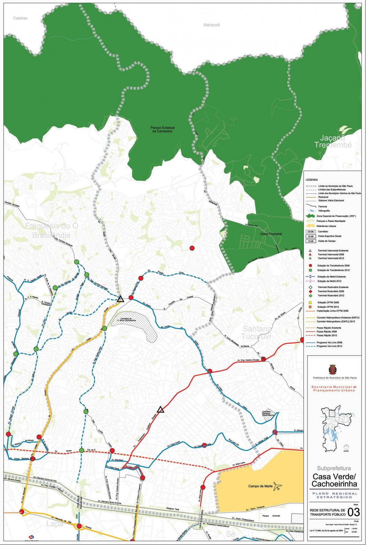 Карта Каса-Вэрдэ, Сан-Паўлу - грамадскі транспарт