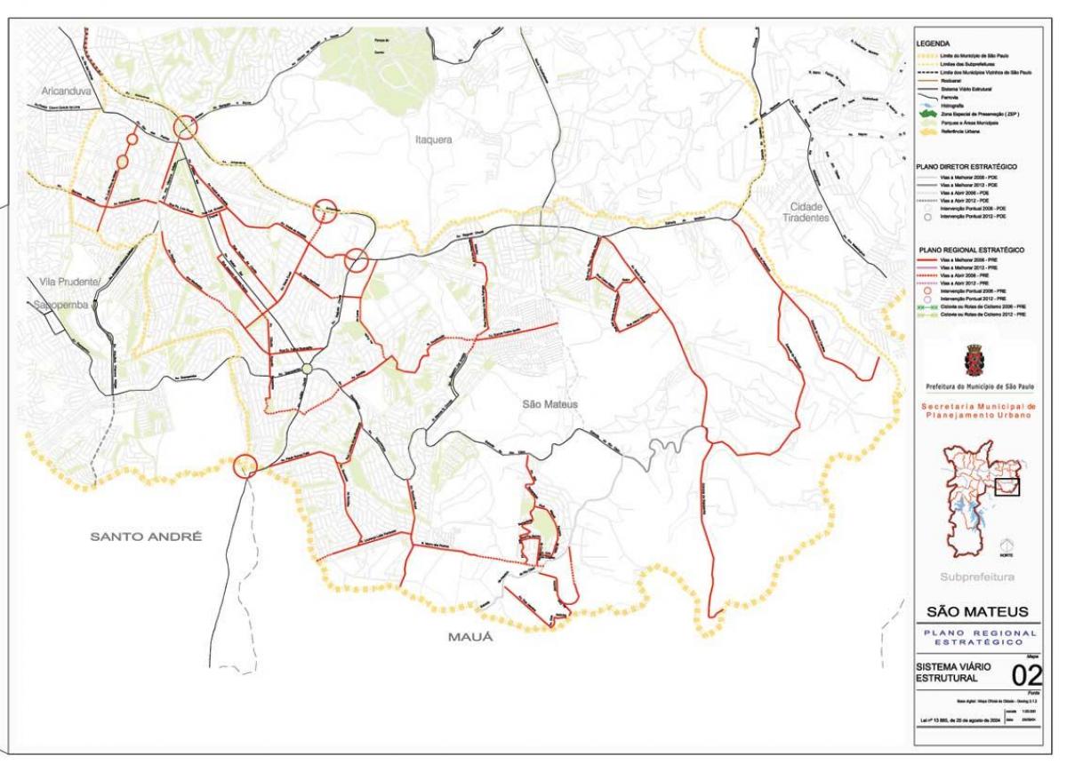Карта Сан-Матеус-Сан - Паўлу - дарог