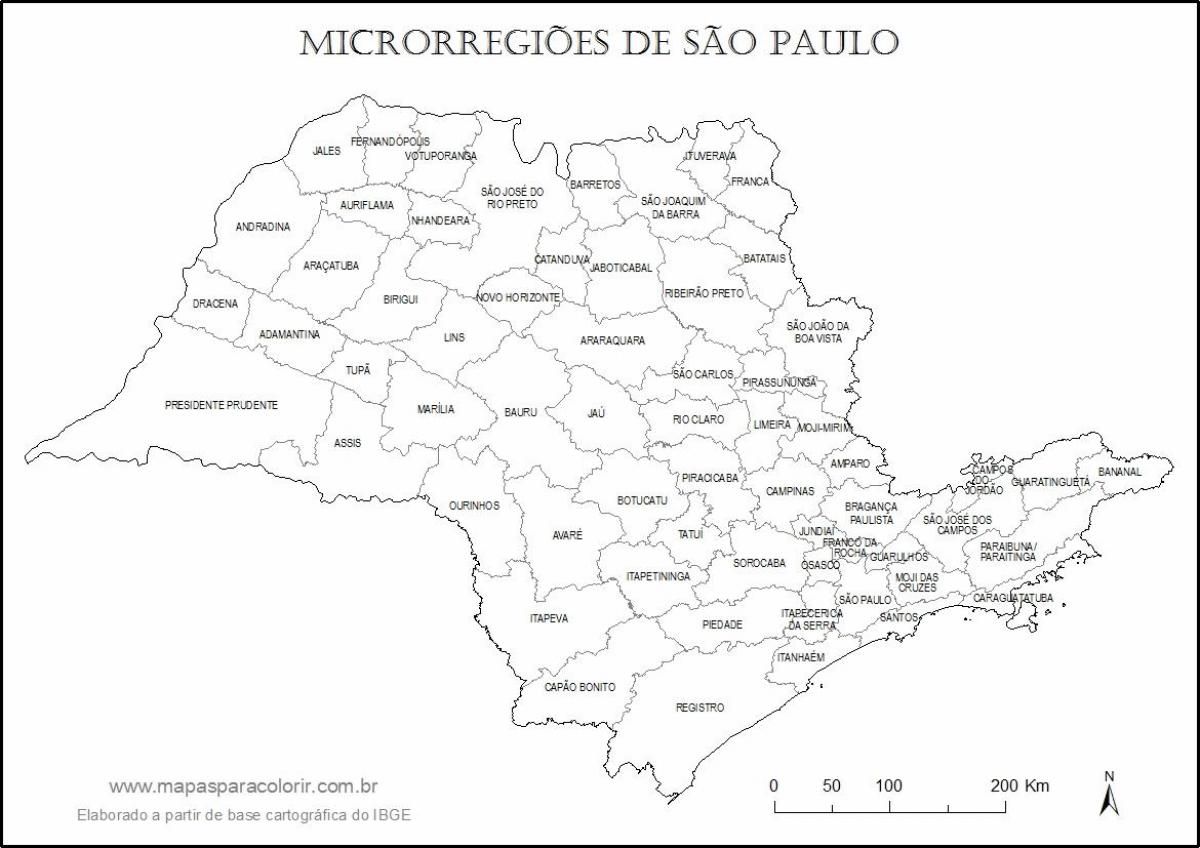 Карта Сан-Паўлу Дзева - мікра-рэгіёнаў