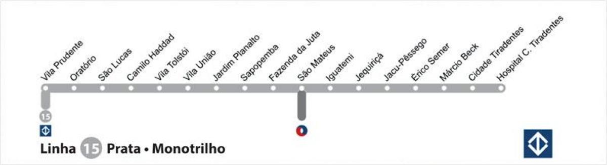 Карта Сан-Паўлу манарэйка - лінія 15 - срэбра