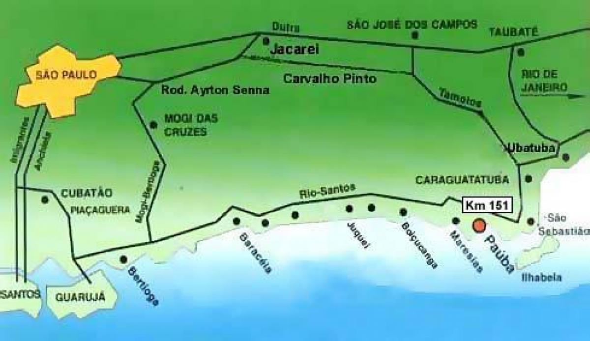 Карта Сан-Паўлу пляжы