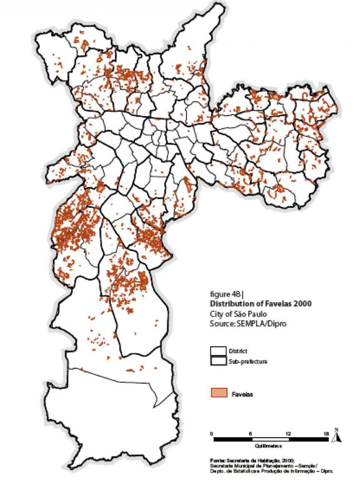 Карта Сан-Паўлу фавелами
