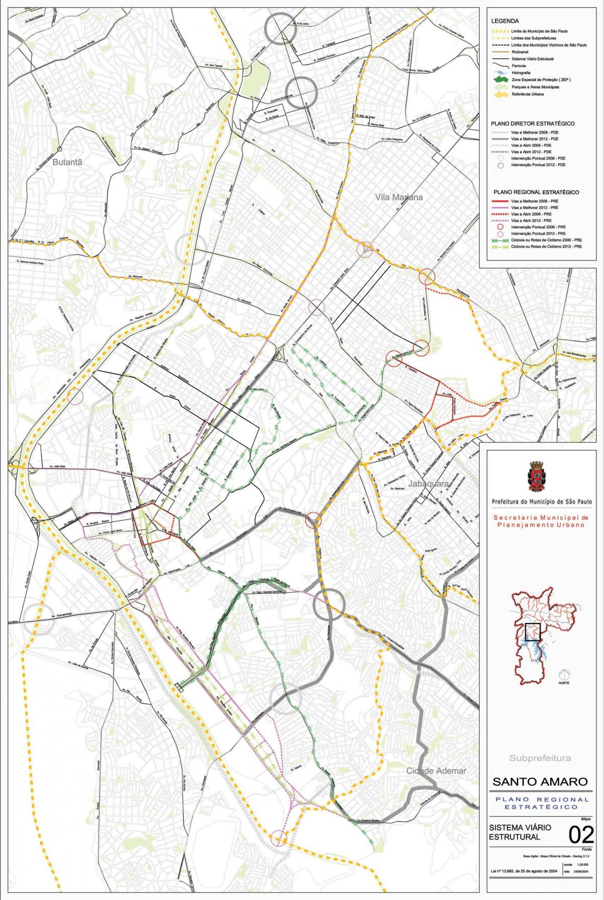 Карта Санту-Амару Сан-Паўла - дарог