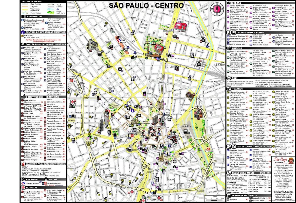Карта цэнтра горада Сан-Паўлу