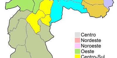 Карта адміністрацыйных раёнаў у Сан-Паўлу
