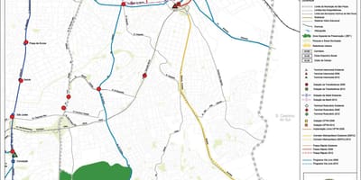 Карта Ипиранга-Сан-Паўлу - грамадскі транспарт