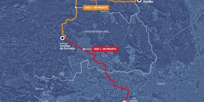 Карта коредоре БРТ метрапалітэна Альфавиль-Кажамар