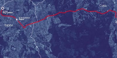 Карта коредоре БРТ метрапалітэна Итапеви-Котия