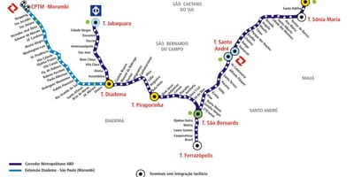 Карта коредоре метрапалітэна Абд