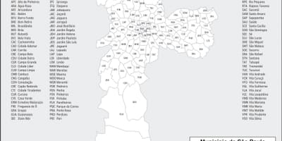 Карта раёнаў Сан-Паўлу
