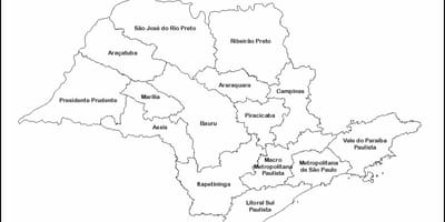 Карта Сан-Паўлу Дзева - імёны рэгіёнаў