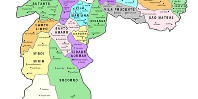 Карта субпрефектуры горада Сан-Паўлу