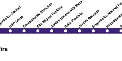 Карта Сан-Паўлу CPTM - лінія 12 - Сапфір