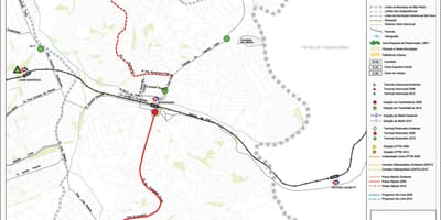 Карта Guaianases Сан - Паўлу - грамадскі транспарт