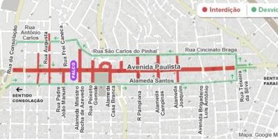 Карта авеню Паулиста ў Сан-Паўлу