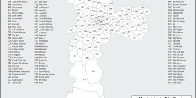 Карта раёнаў Сан-Паўлу